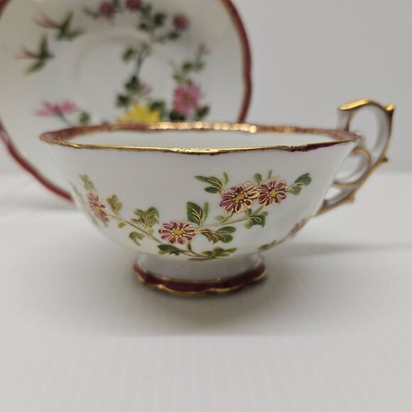 Hand Painted Chubu China Occupied Japan Cup & Saucer Gold Trim & Accents - Picture 4 of 8